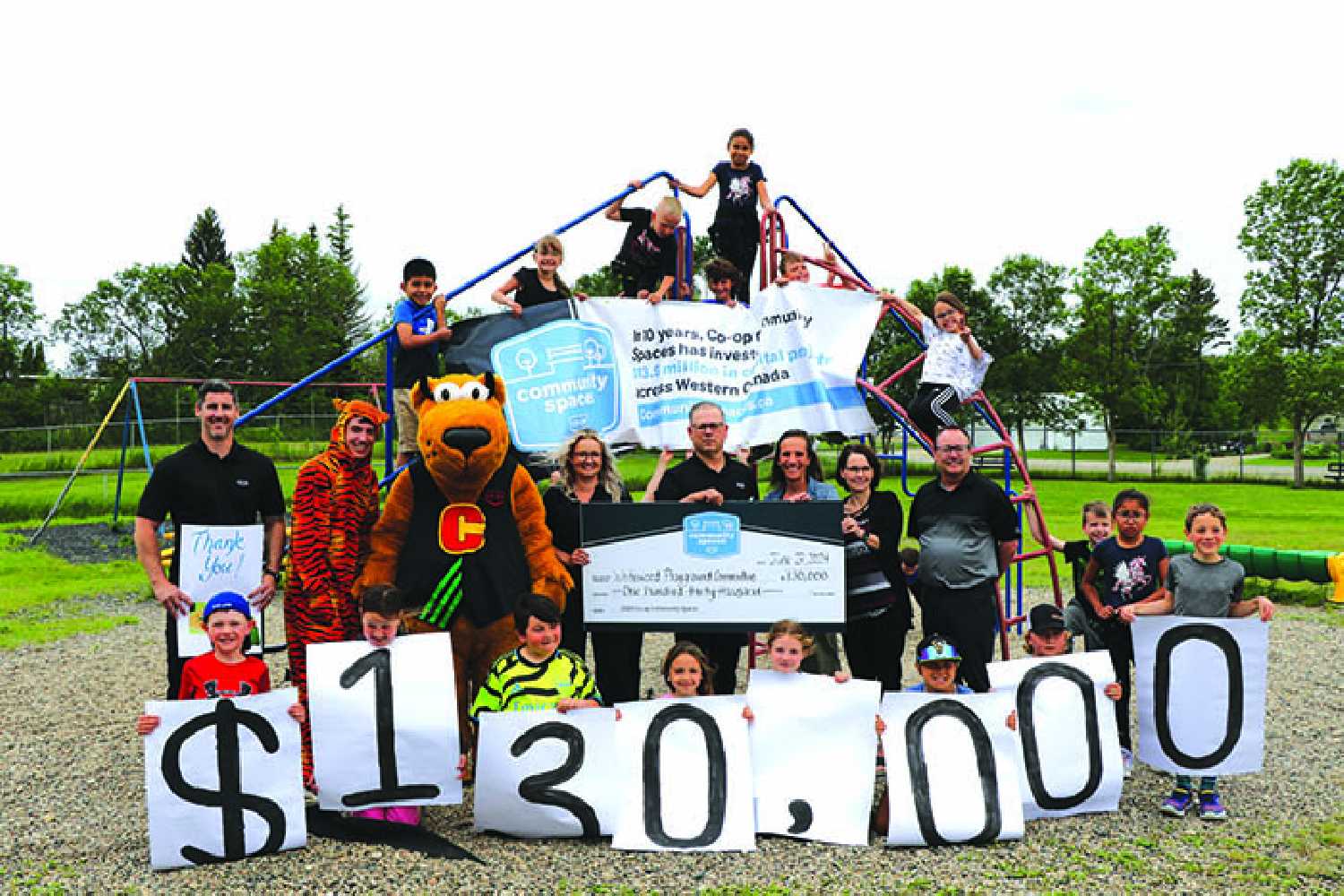 Co-op donates to Whitewood Playground Borderland Co-op presented $130,000 to the Whitewood Playground Committee. The new apparatus will break ground soon, with hopes of being ready for early September.